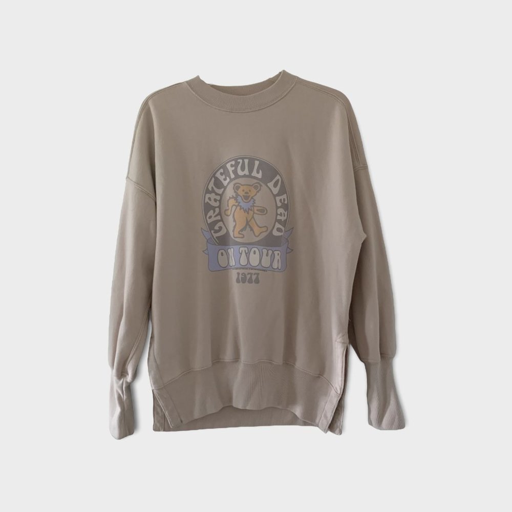 NEW Abercrombie & Fitch Grateful Dead Split-Hem Crew Neck Sweatshirt